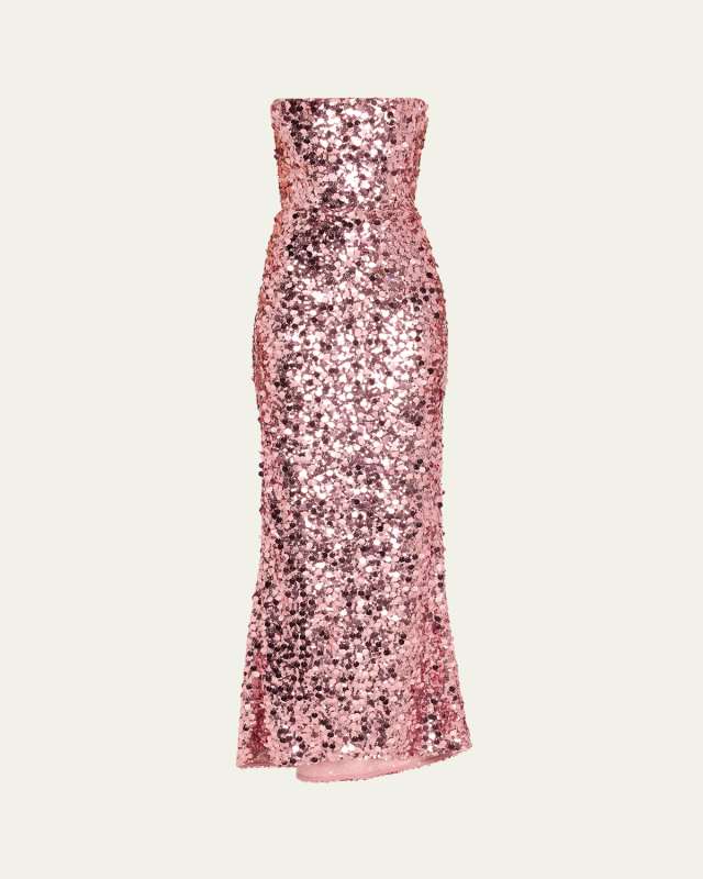 Farah Strapless Sequin Column Gown